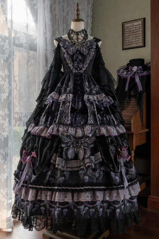 Dusk Manor Grape Lolita Dress + Hat + Accessories