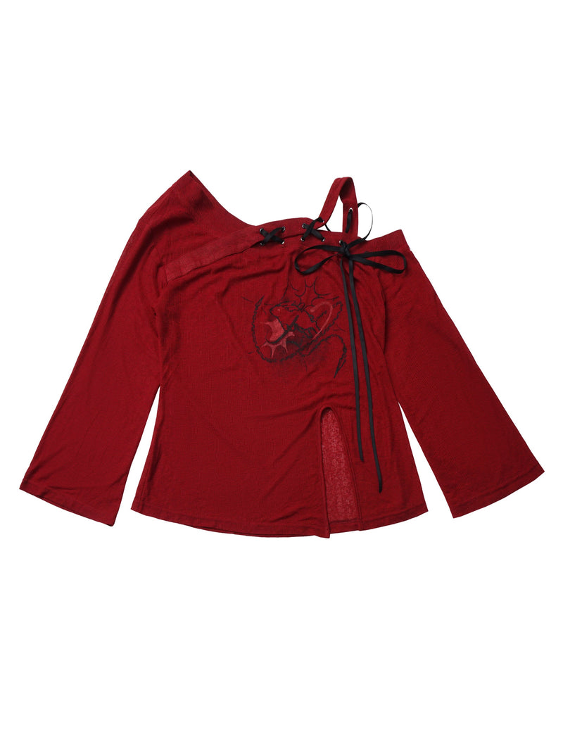 Paneled Mode Red Top + Mode Pants + Rose Belt