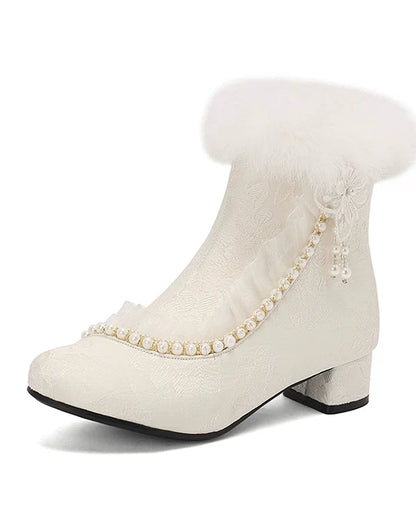 Lace Fur Short Boots