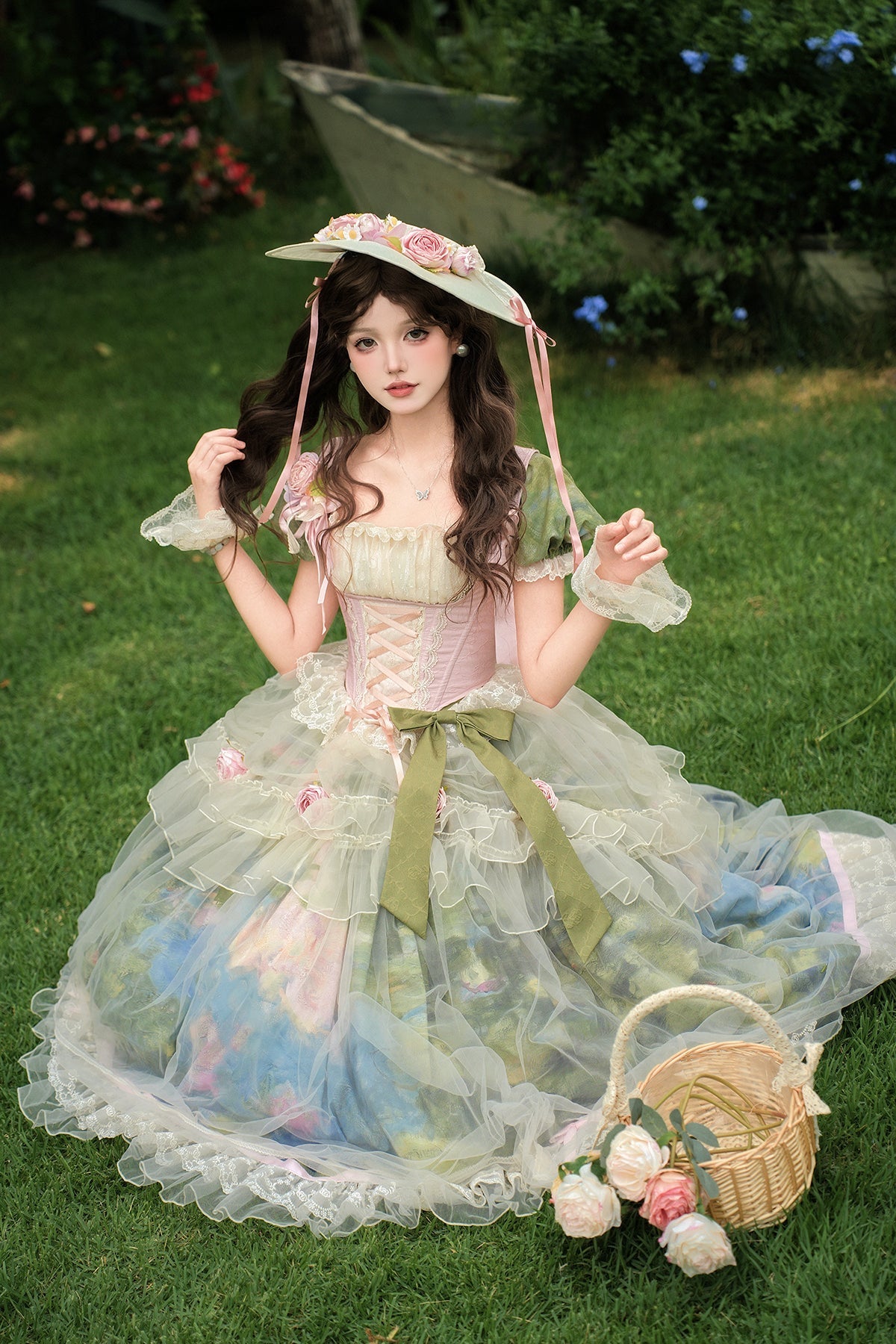 [pre-order Deadline: May 15] Monet Garden Oil Handle Classical Chiffon Dress + Bustier