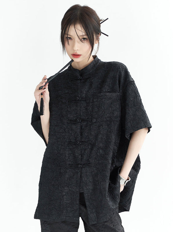 Sparkling Chinese-style Shirt Pants Suit