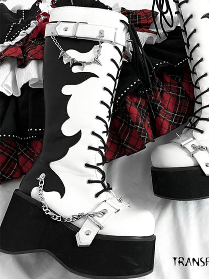 Punk Style Round Toe Platform Boots