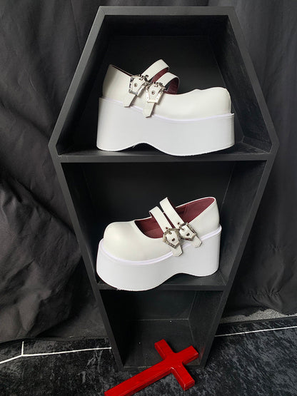 Retro Round Toe Gothic Punk Platform Shoes [matte/lace]