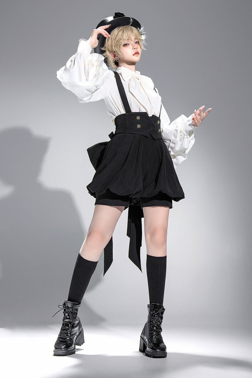 [pre-order] Retro Dark Prince Ribbon Shirt + Tail Shorts