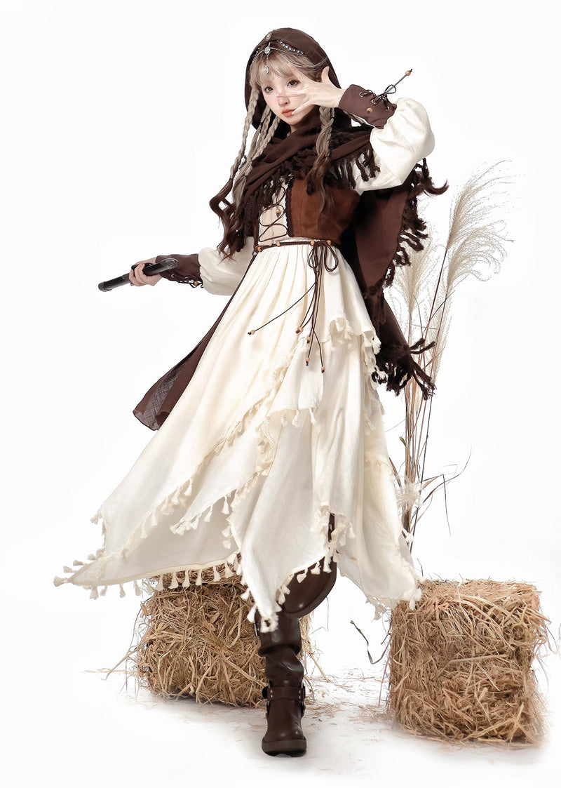 Exotic Style Dress + Vest + Cape