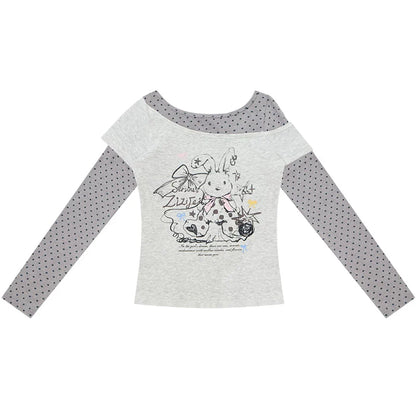 Dot Rabbit Print Top