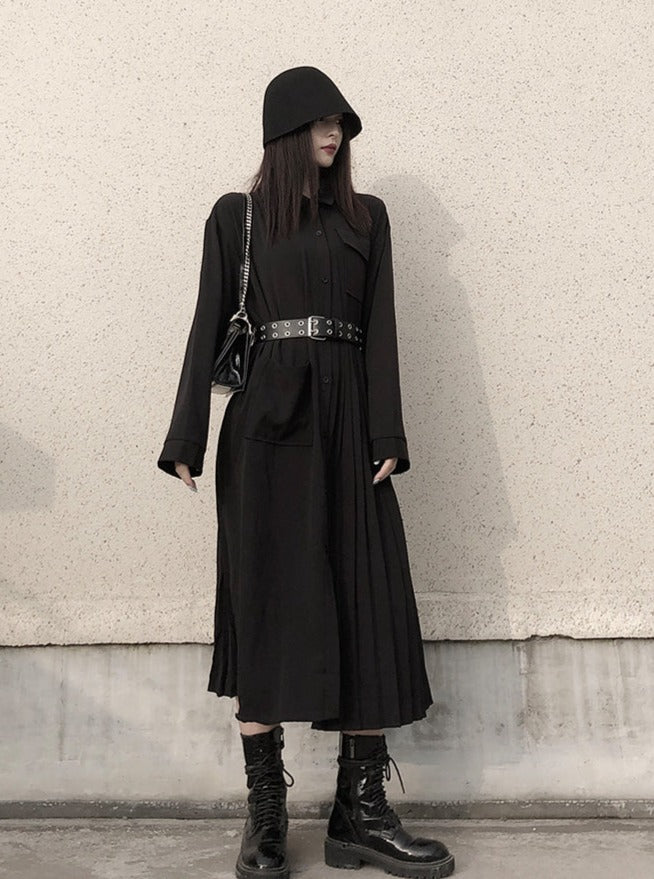 Dark Style Loose Shirt Dress