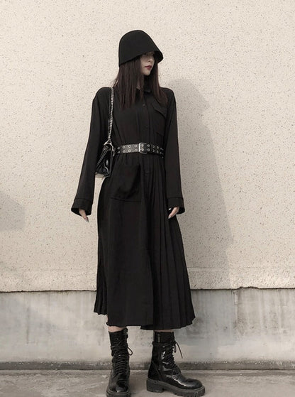 Dark Style Loose Shirt Dress