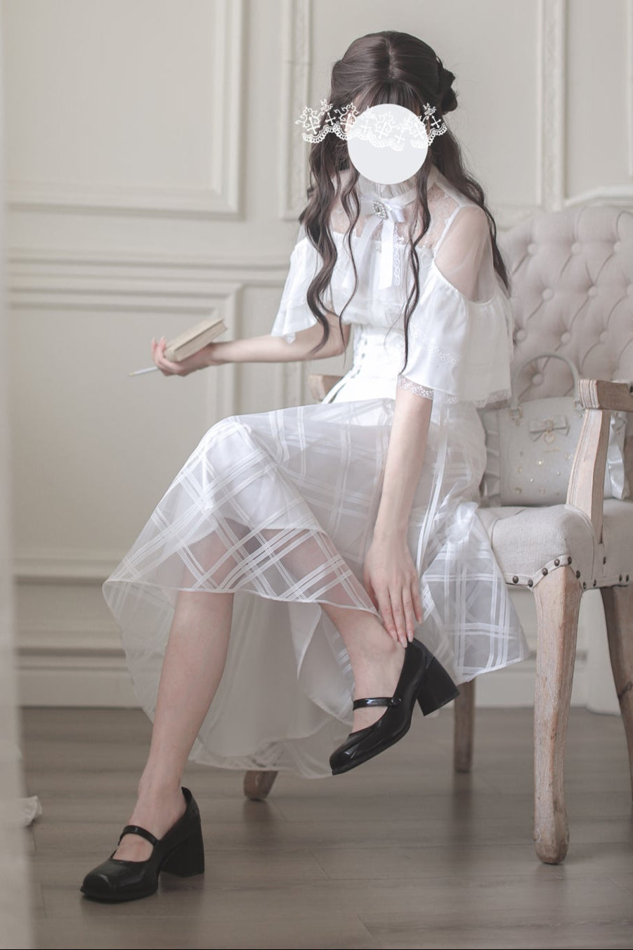 [pre-order] White Clear Top + Long Skirt + Ribbon