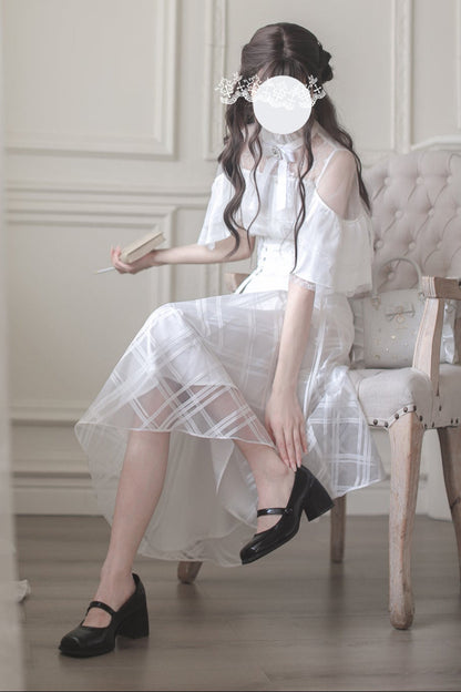 [pre-order] White Clear Top + Long Skirt + Ribbon