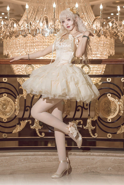 [pre-order] Champagne Gold Jacquard Waist French Ballet Tutu Set