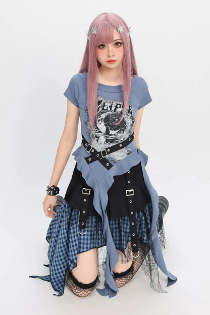 Dark Subculture Top + Plaid Skirt