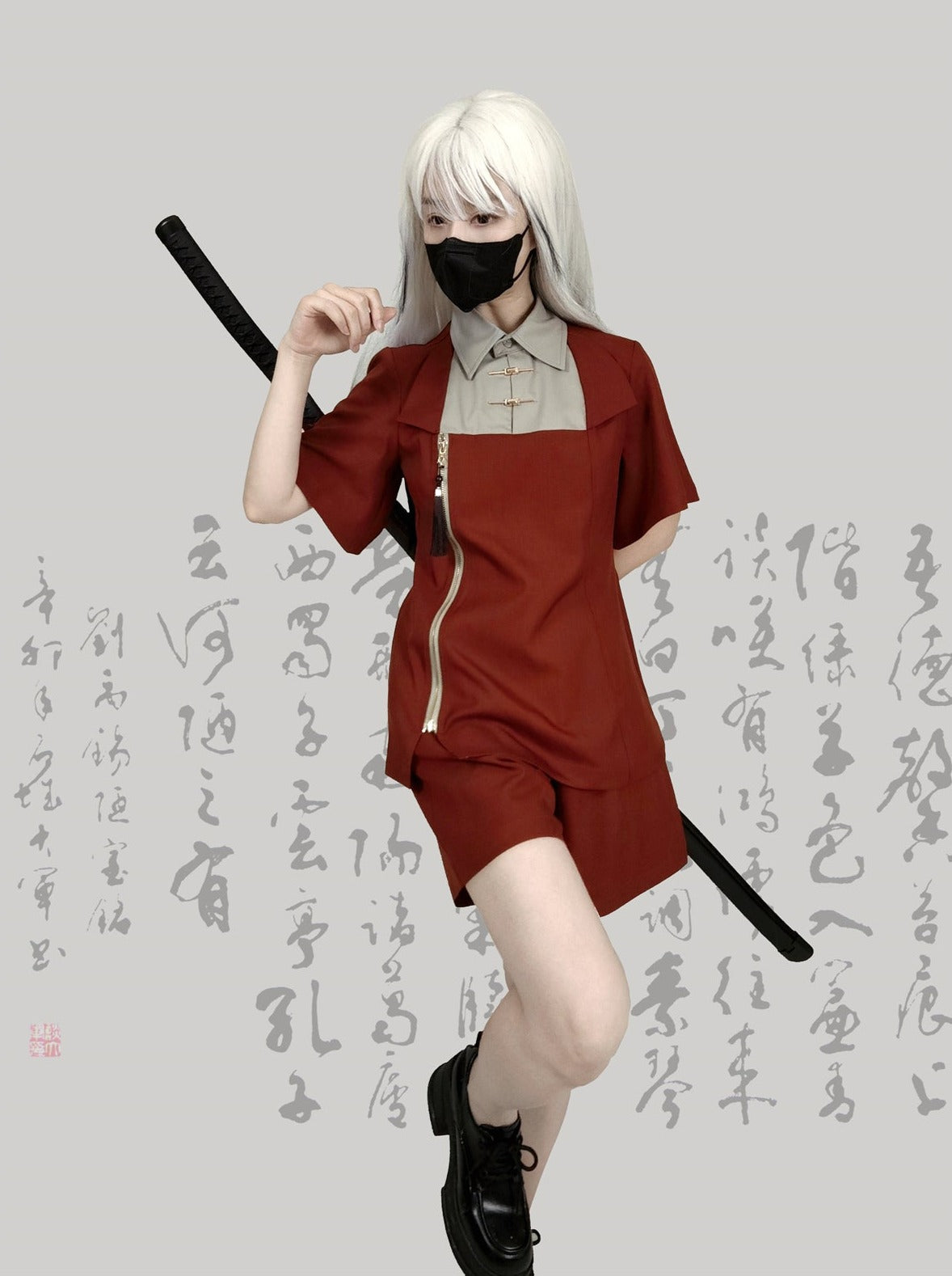 Chinese-style Mode Summer Top + Shorts