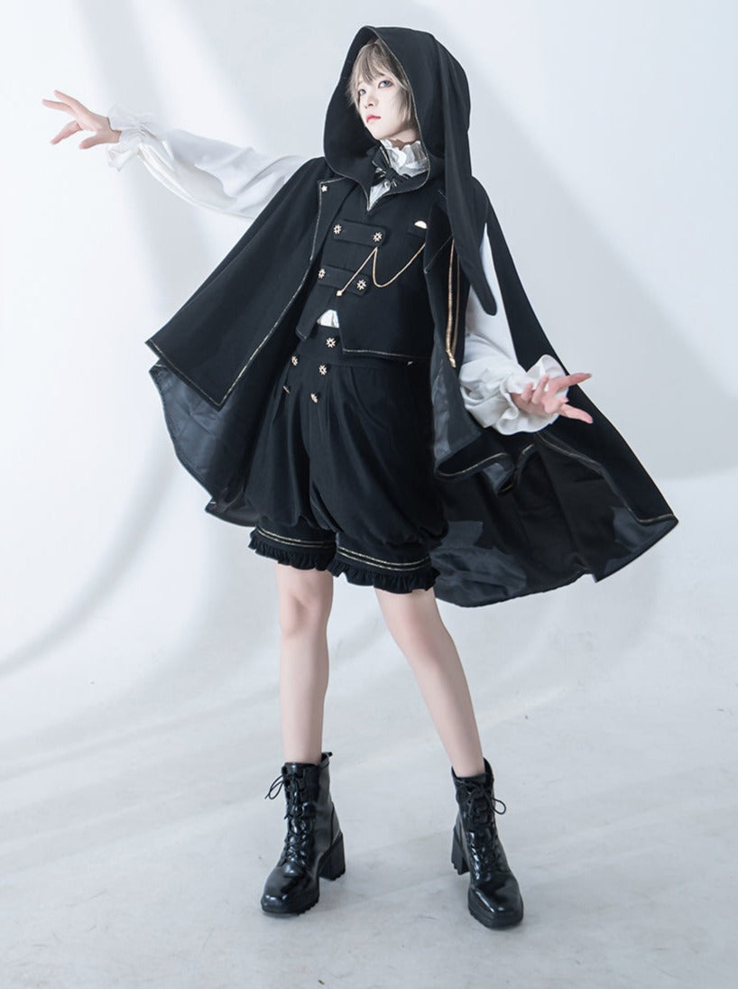 Dark Prince Hooded Cape + Rabbit Hooded Vest + Pumpkin Pants + Ruffle Shirt + Big Waist Ribbon [pre-order]