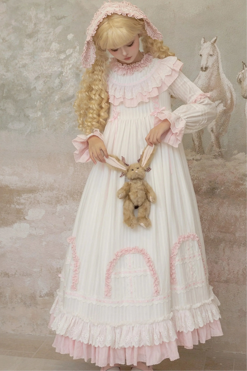 Rabbit Twin Pink Lolita Dress + Rabbit Headband