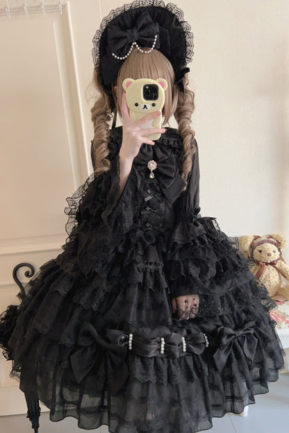 [pre-order] White Sugar Doll Princess Sleeve Suspender Dress Suit + Bonnet Hat