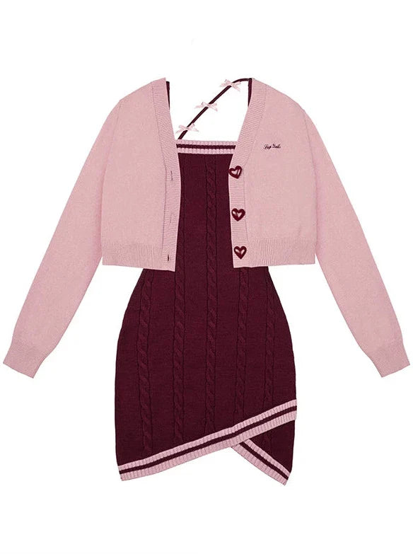 Romantic Pure Desire Knit Cardigan Dress Set