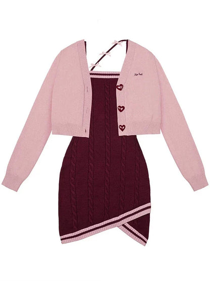 Romantic Pure Desire Knit Cardigan Dress Set