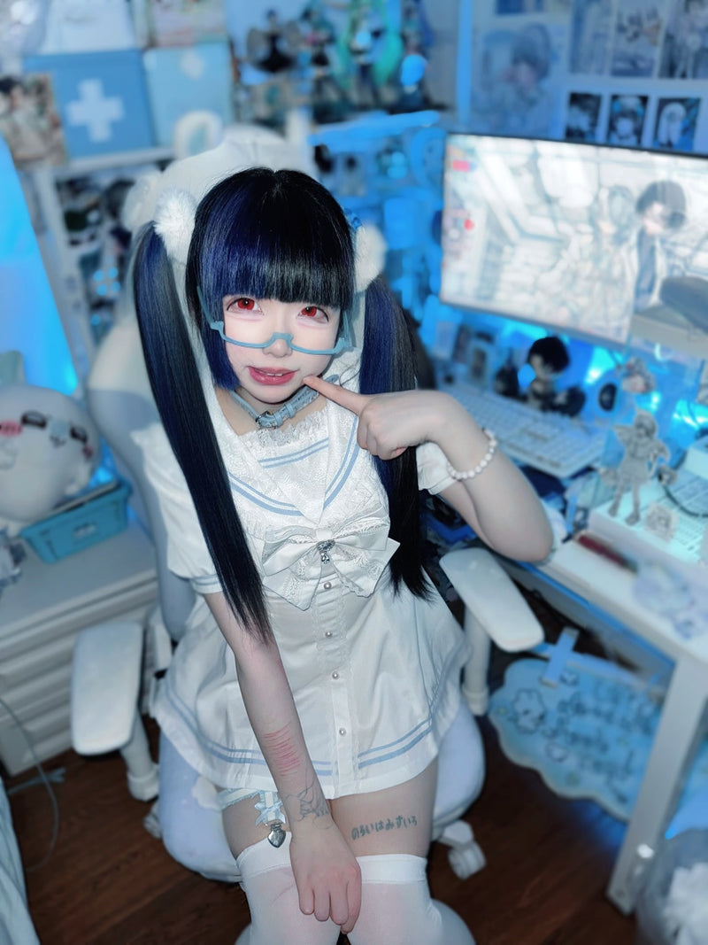 [pre-order] Sailor Collar Peplum Top + Shorts