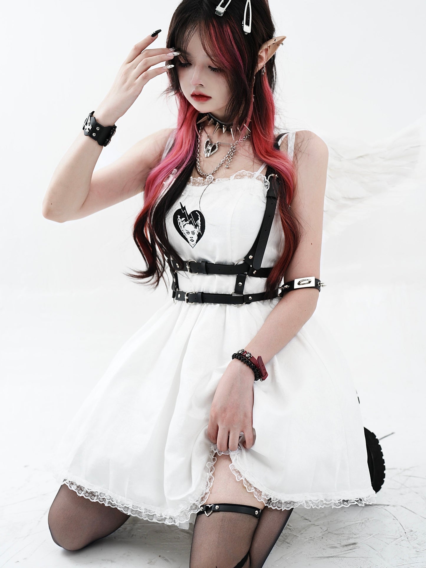 Dark Angel Lace Slip Dress + Belt Band