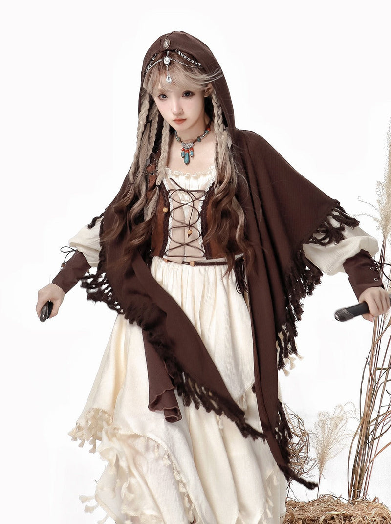 Exotic Style Dress + Vest + Cape