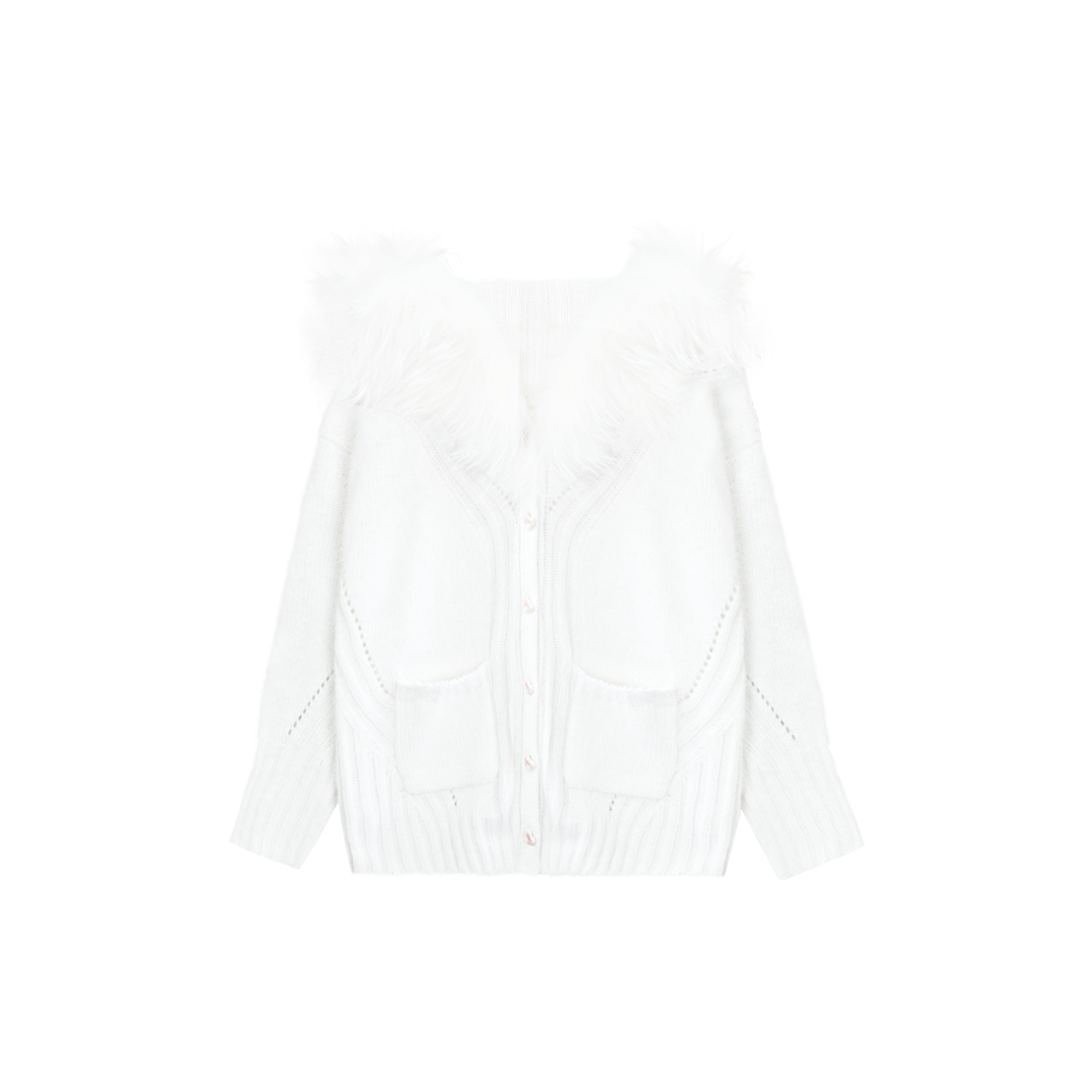 Halter Neck Fuzzy Knit Coat + Top + Pants