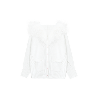Halter Neck Fuzzy Knit Coat + Top + Pants