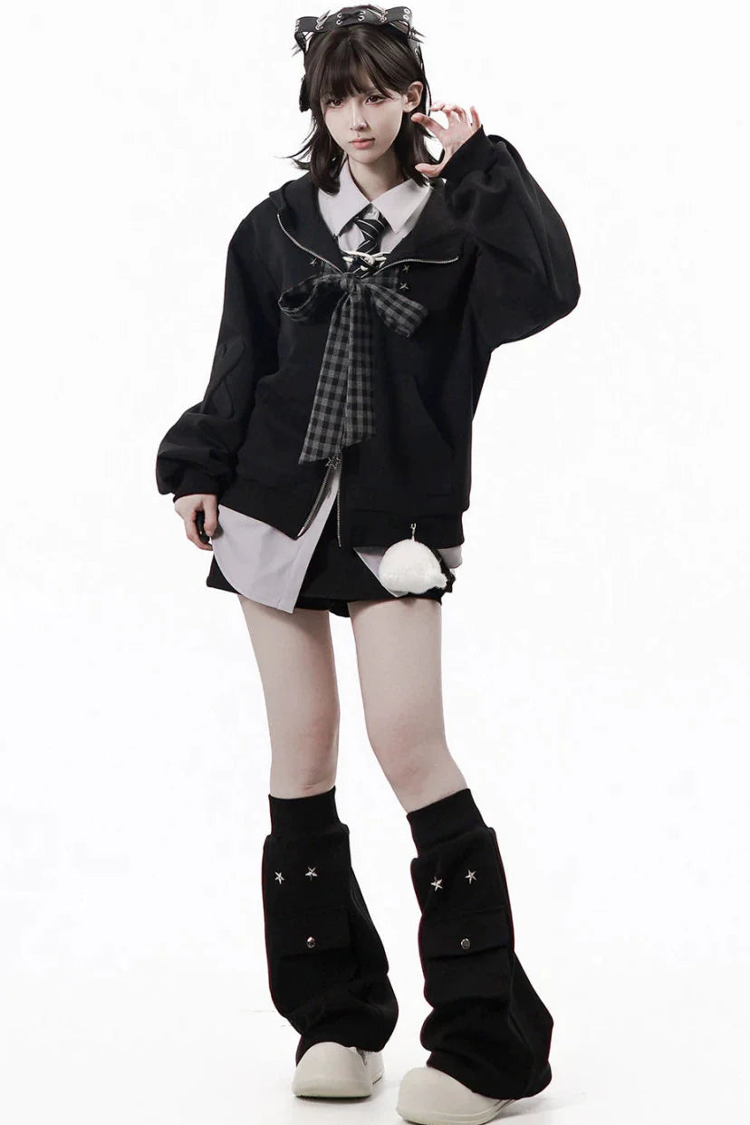 Nautical Log Hooded Jacket + Loose Shirt + Pants + Culottes + Tie + Leg Warmers