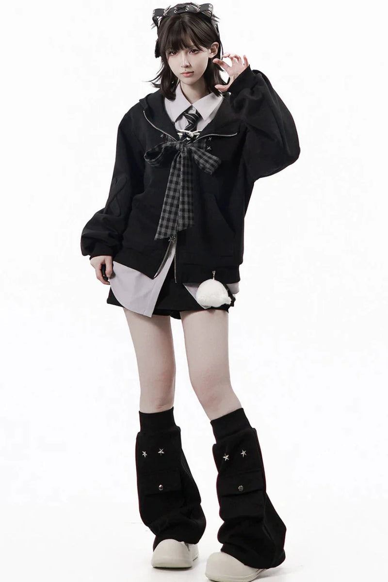 Nautical Log Hooded Jacket + Loose Shirt + Pants + Culottes + Tie + Leg Warmers