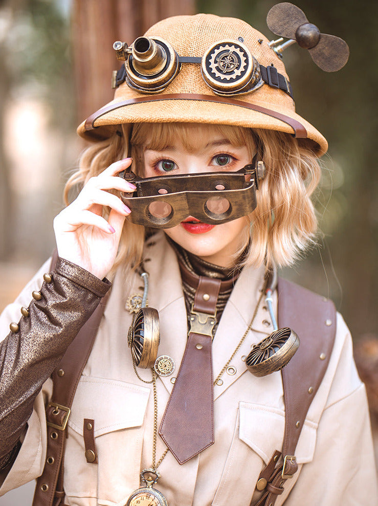 Steampunk Explorer Straw Helmet Retro Sun Visor Adventure Cap