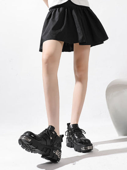 Dark Punk Flame Skull Metal Buckle Sneaker Shoes