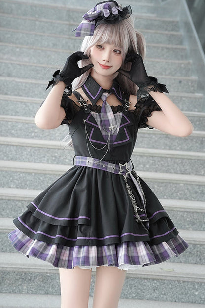 Dark Idol Plaid Lolita Dress + Leg Warmers