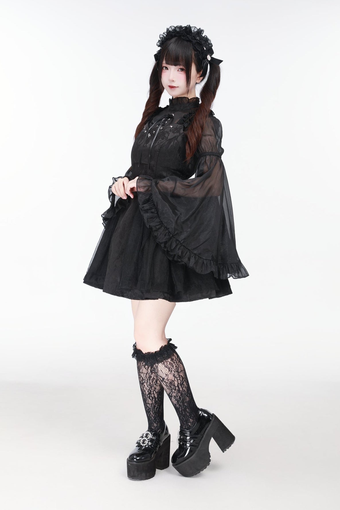 Jirai Bird Suspender Dress + Sheer Sleeve Top