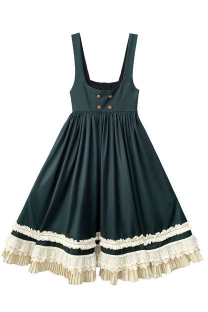 Western-style College Vest Skirt + Puff Sleeve Shirt + Big Ribbon + Brooch