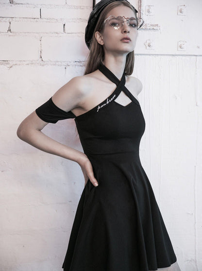 Little Black Neck Off Shoulder Skirt