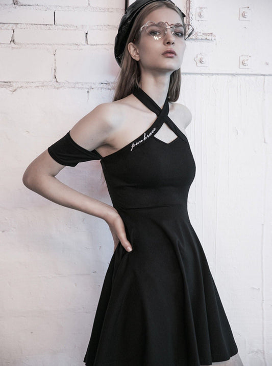 Little Black Neck Off Shoulder Skirt