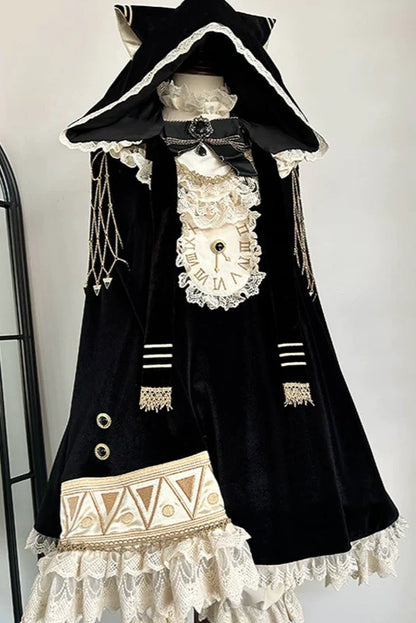 Black Cat Ruffle Clock Lolita Dress + Pumpkin Pants