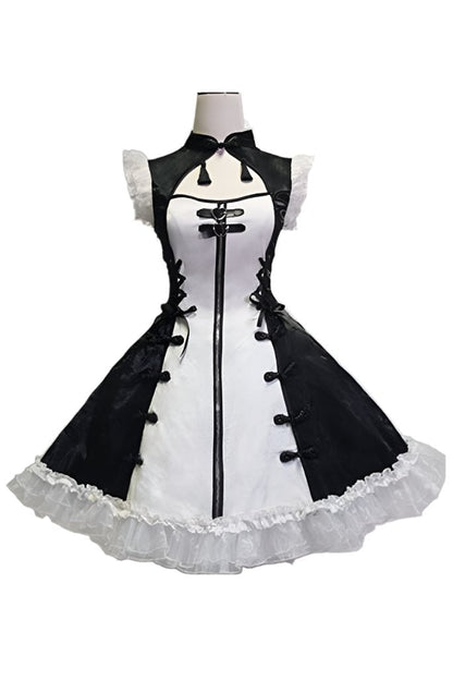 Dark Punk Black White Chinese-style Dress Suit