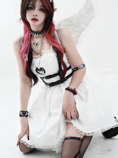 Dark Angel Lace Slip Dress + Belt Band