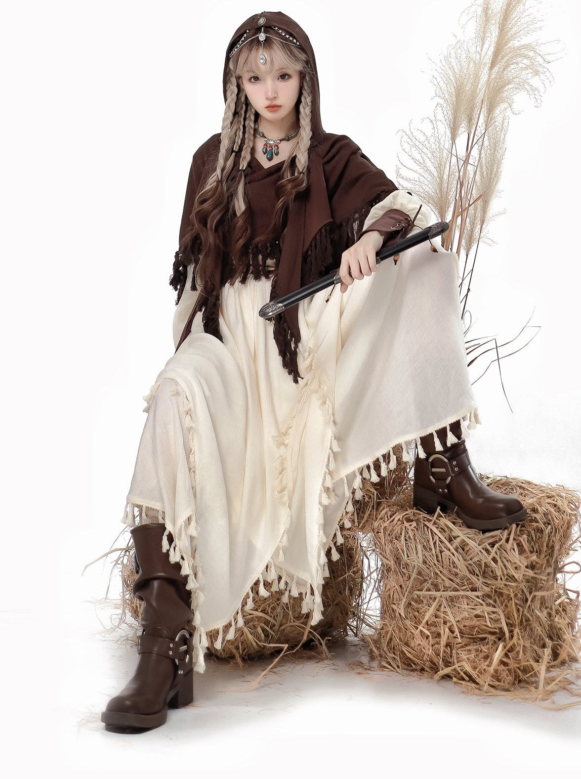 Exotic Style Dress + Vest + Cape