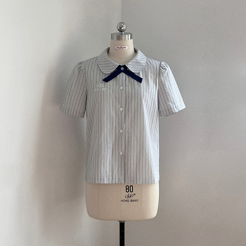 Flower Bell Tie Short Sleeve Shirt + Short Skirt + Long Skirt