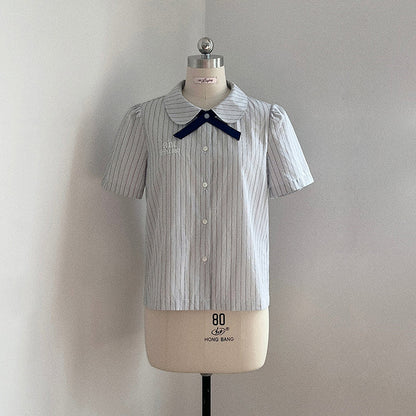 Flower Bell Tie Short Sleeve Shirt + Short Skirt + Long Skirt