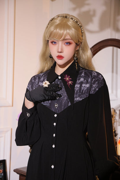 French Long Shirt Dress