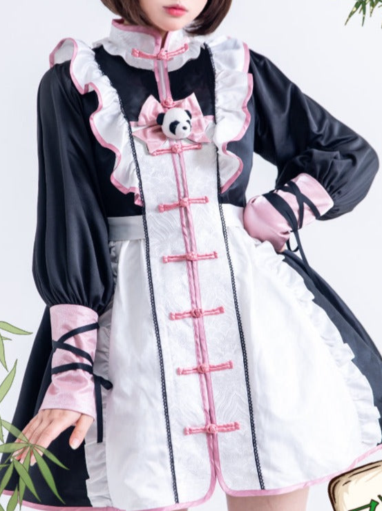 Chinese-style Red Panda Maid Lolita Dress + Accessories