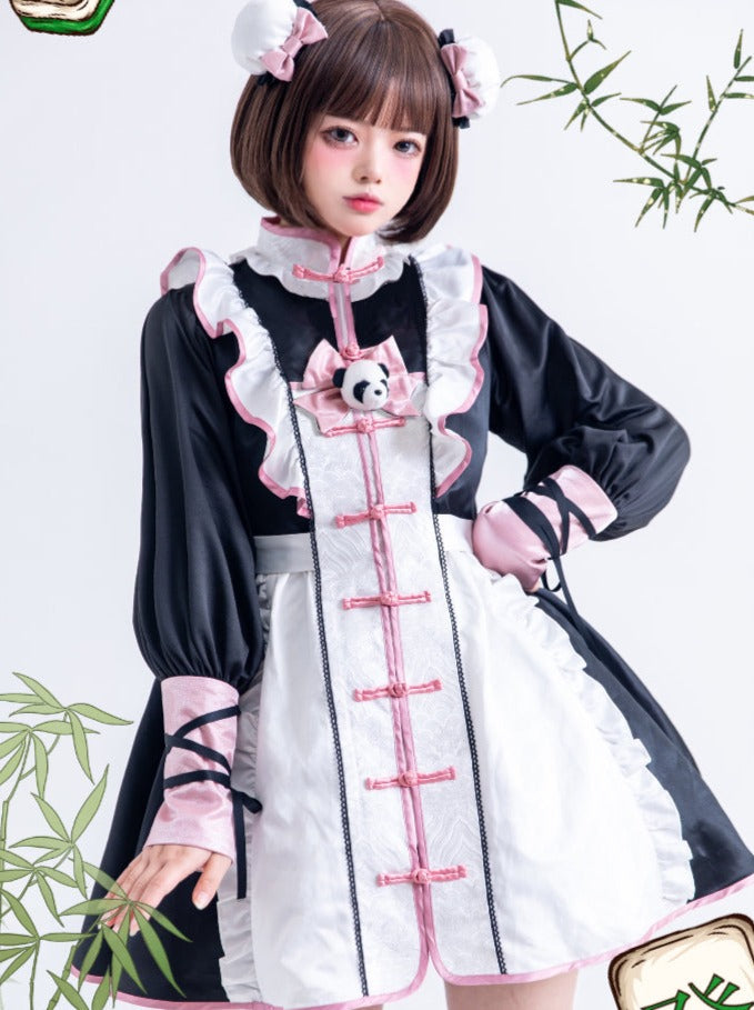 Chinese-style Red Panda Maid Lolita Dress + Accessories