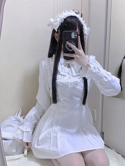 Ribbon Lace Cross Embroidery Waist Mark Dress Suit