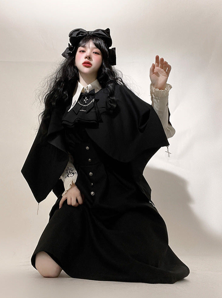 Night Crow Magic Lolita Prince Cape Shirt Suspender Dress Set