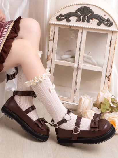 Lolita Low-heel Love Bear Claw Retro Shoes