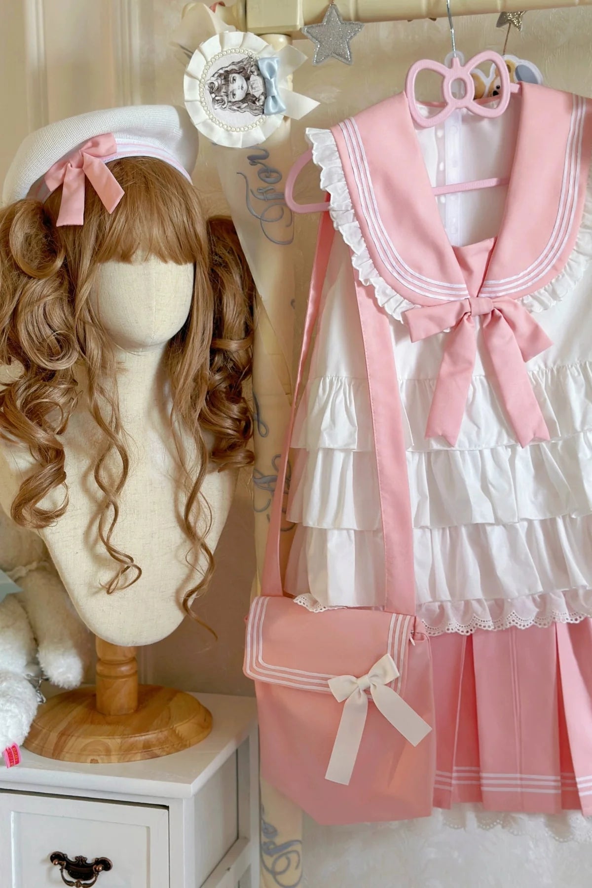 Sailor Ribbon Marine Top + Pleated Layered Skirt