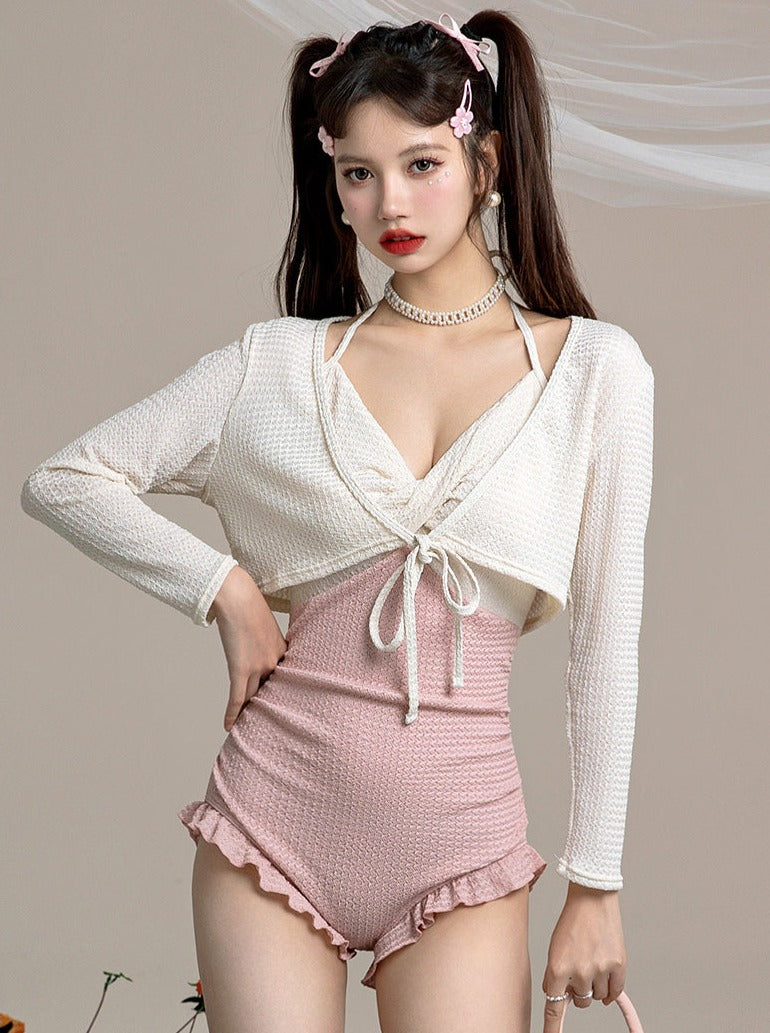 Waffle Sweet Peach All-in One Swimsuit